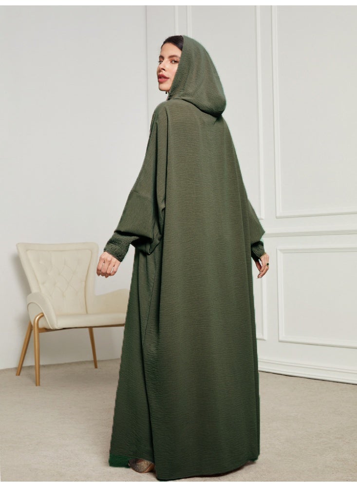 SHOWDAY Women’s Hooded Abaya Dress, Long Loose Modest Kaftan Jalabiya with Wide Sleeves, Elegant Islamic Maxi Dress for Daily Wear & Ramadan - Image 2